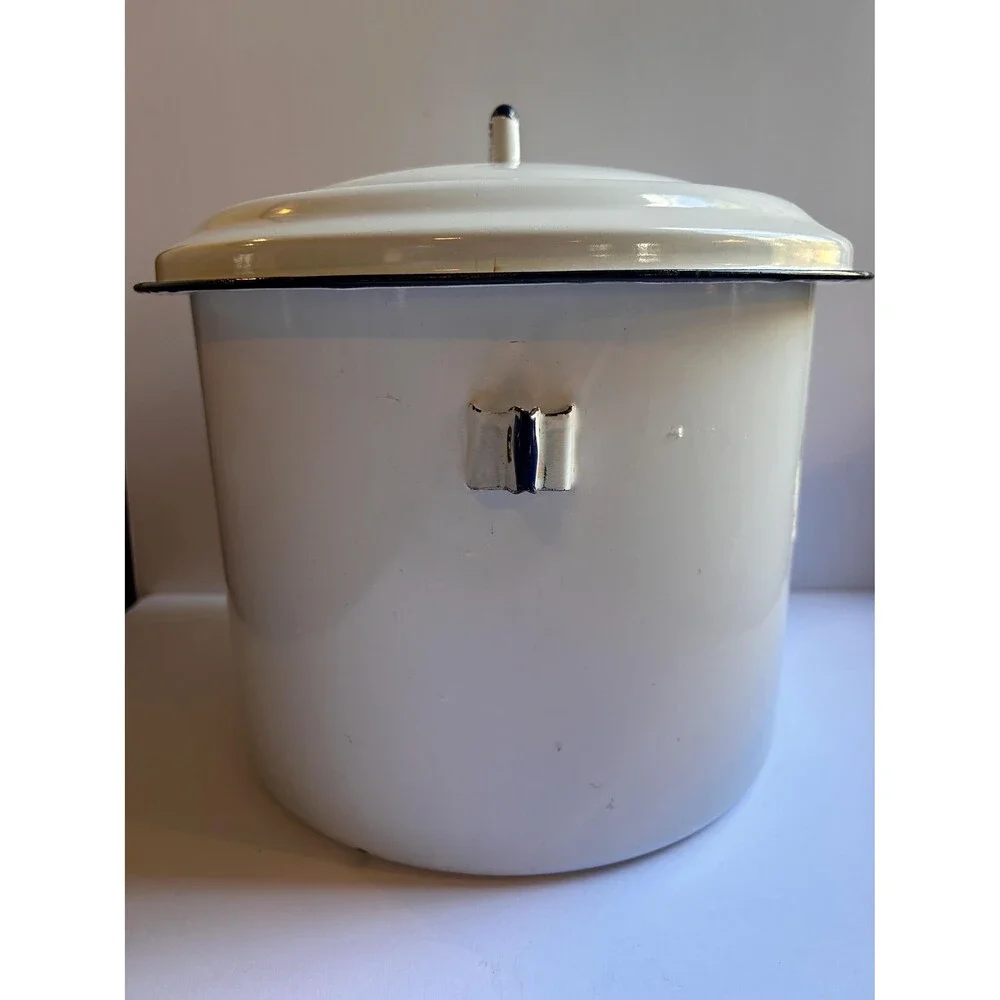 Vintage Federal Enamelware Pot | Retro Kitchen Storage Canister | Diaper Pail